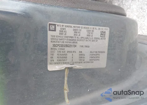 2011 Chevrolet Silverado 1500 Lt z USA, uszkodzony, nr VIN 3GCPCSE02BG231734